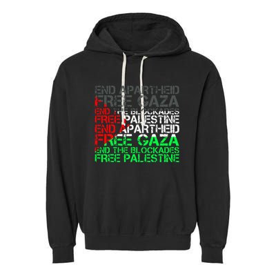 Free Palestine Arabic Palestine Gaza Jerusalem Support Flag Garment-Dyed Fleece Hoodie