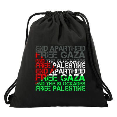Free Palestine Arabic Palestine Gaza Jerusalem Support Flag Drawstring Bag