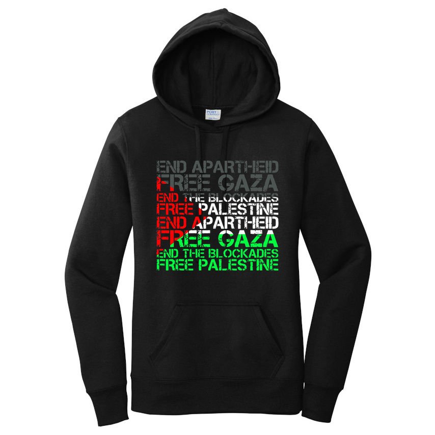 Free Palestine Arabic Palestine Gaza Jerusalem Support Flag Women's Pullover Hoodie