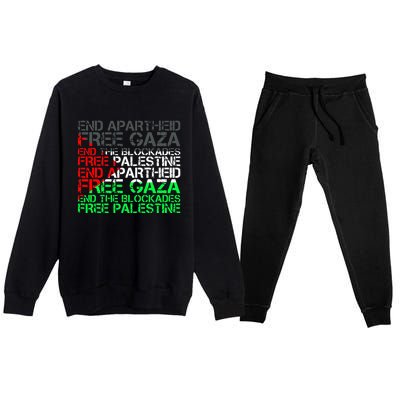 Free Palestine Arabic Palestine Gaza Jerusalem Support Flag Premium Crewneck Sweatsuit Set