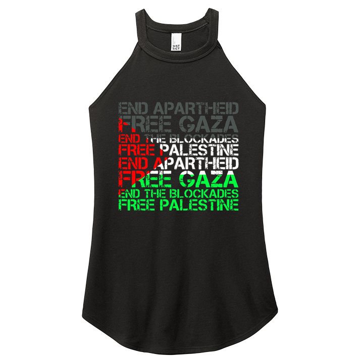 Free Palestine Arabic Palestine Gaza Jerusalem Support Flag Women's Perfect Tri Rocker Tank