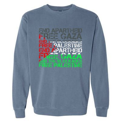 Free Palestine Arabic Palestine Gaza Jerusalem Support Flag Garment-Dyed Sweatshirt