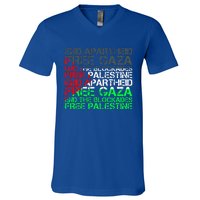 Free Palestine Arabic Palestine Gaza Jerusalem Support Flag V-Neck T-Shirt