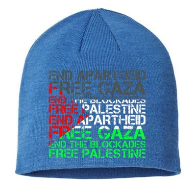 Free Palestine Arabic Palestine Gaza Jerusalem Support Flag Sustainable Beanie