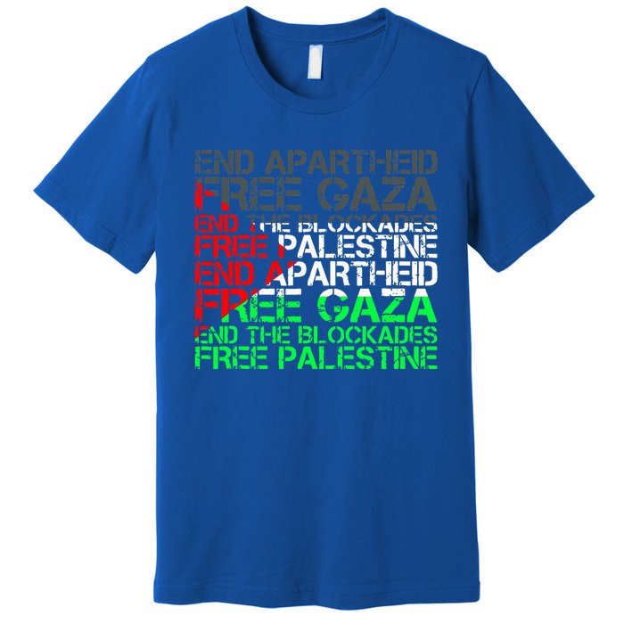 Free Palestine Arabic Palestine Gaza Jerusalem Support Flag Premium T-Shirt