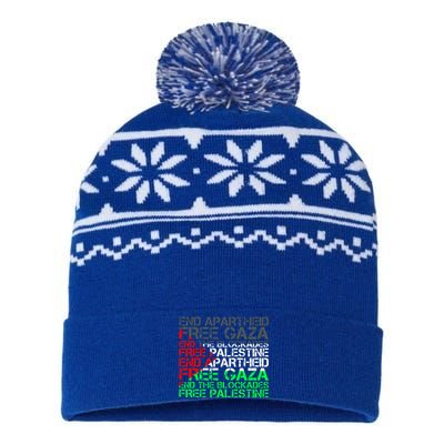 Free Palestine Arabic Palestine Gaza Jerusalem Support Flag USA-Made Snowflake Beanie