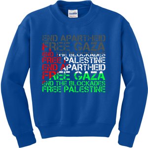 Free Palestine Arabic Palestine Gaza Jerusalem Support Flag Kids Sweatshirt