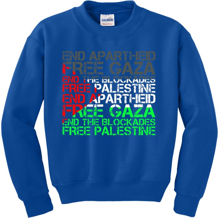 Free Palestine Arabic Palestine Gaza Jerusalem Support Flag Kids Sweatshirt