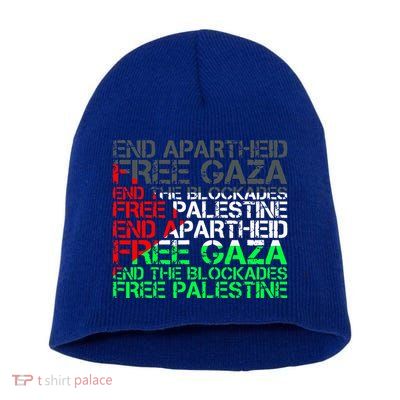 Free Palestine Arabic Palestine Gaza Jerusalem Support Flag Short Acrylic Beanie