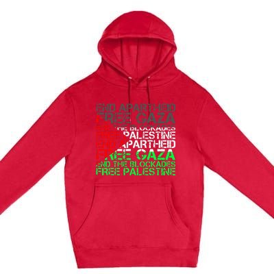 Free Palestine Arabic Palestine Gaza Jerusalem Support Flag Premium Pullover Hoodie