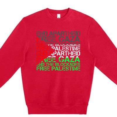 Free Palestine Arabic Palestine Gaza Jerusalem Support Flag Premium Crewneck Sweatshirt