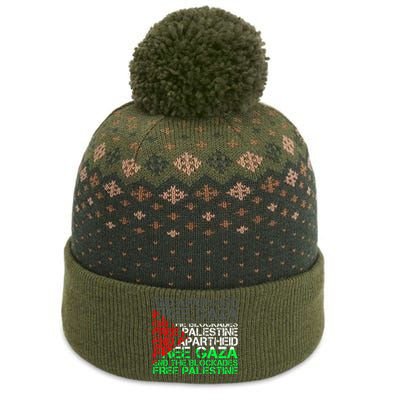 Free Palestine Arabic Palestine Gaza Jerusalem Support Flag The Baniff Cuffed Pom Beanie