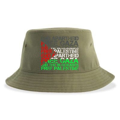 Free Palestine Arabic Palestine Gaza Jerusalem Support Flag Sustainable Bucket Hat