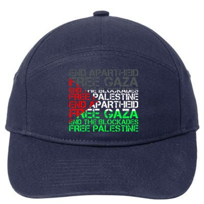 Free Palestine Arabic Palestine Gaza Jerusalem Support Flag 7-Panel Snapback Hat