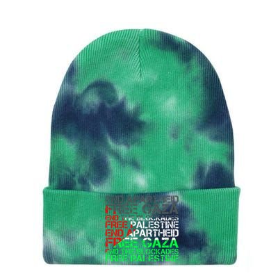 Free Palestine Arabic Palestine Gaza Jerusalem Support Flag Tie Dye 12in Knit Beanie