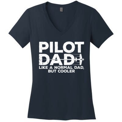 Funny Pilot Art For Dad Aviation Airplane Aircraft Pilot Women's V-Neck T-Shirt