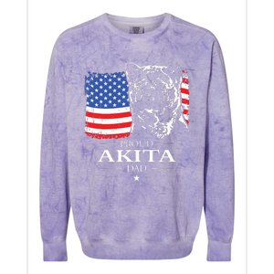 Funny Proud Akita Dad American Flag Patriotic Dog Gift Colorblast Crewneck Sweatshirt