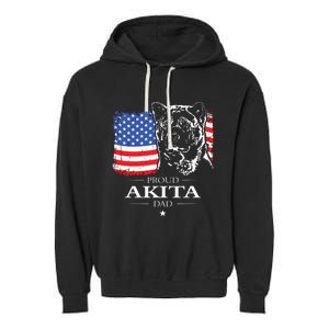 Funny Proud Akita Dad American Flag Patriotic Dog Gift Garment-Dyed Fleece Hoodie