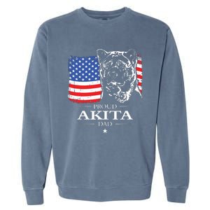 Funny Proud Akita Dad American Flag Patriotic Dog Gift Garment-Dyed Sweatshirt