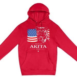 Funny Proud Akita Dad American Flag Patriotic Dog Gift Premium Pullover Hoodie