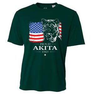 Funny Proud Akita Dad American Flag Patriotic Dog Gift Cooling Performance Crew T-Shirt