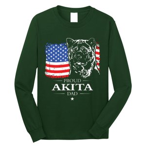 Funny Proud Akita Dad American Flag Patriotic Dog Gift Long Sleeve Shirt