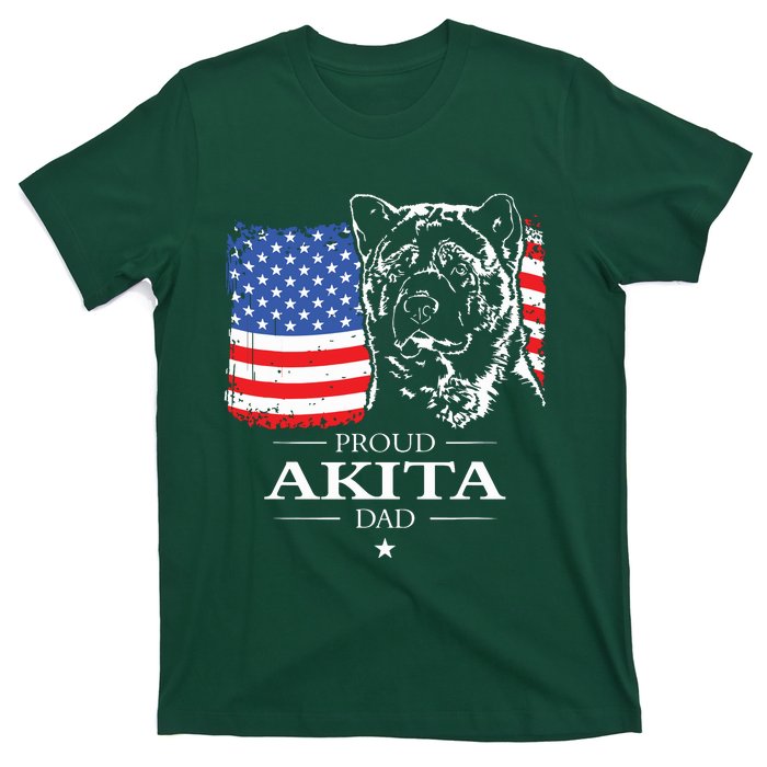 Funny Proud Akita Dad American Flag Patriotic Dog Gift T-Shirt