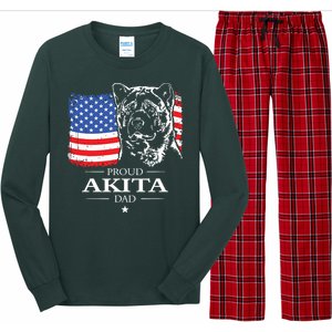 Funny Proud Akita Dad American Flag Patriotic Dog Gift Long Sleeve Pajama Set