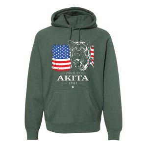 Funny Proud Akita Dad American Flag Patriotic Dog Gift Premium Hoodie