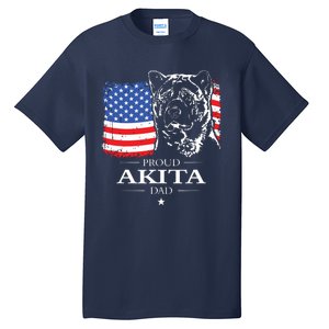 Funny Proud Akita Dad American Flag Patriotic Dog Gift Tall T-Shirt