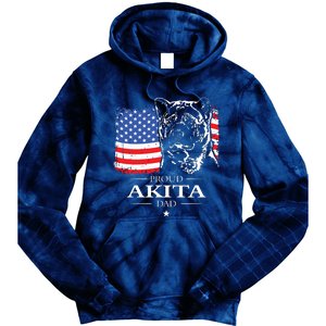 Funny Proud Akita Dad American Flag Patriotic Dog Gift Tie Dye Hoodie