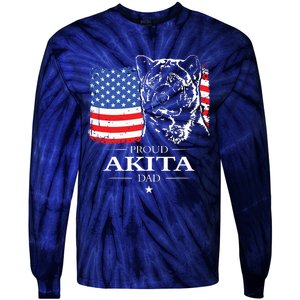 Funny Proud Akita Dad American Flag Patriotic Dog Gift Tie-Dye Long Sleeve Shirt