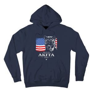 Funny Proud Akita Dad American Flag Patriotic Dog Gift Tall Hoodie