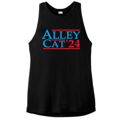 Funny Patriotic Alley Cat 2024 Election Campaign Political Gift Ladies PosiCharge Tri-Blend Wicking Tank