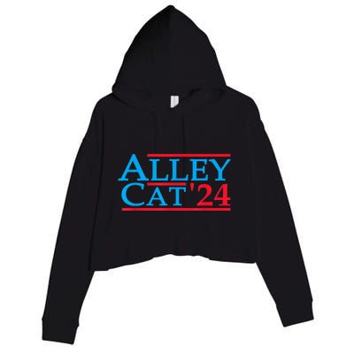 Funny Patriotic Alley Cat 2024 Election Campaign Political Gift Crop Fleece Hoodie