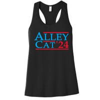 Funny Patriotic Alley Cat 2024 Election Campaign Political Gift Women's Racerback Tank