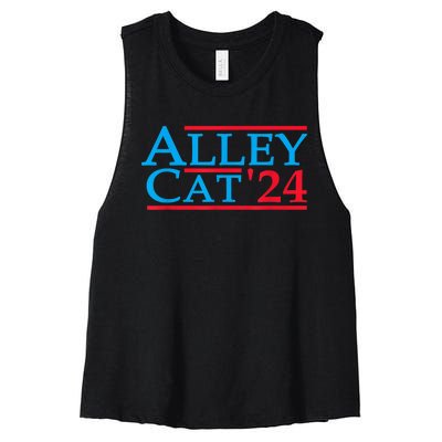 Funny Patriotic Alley Cat 2024 Election Campaign Political Gift Women's Racerback Cropped Tank