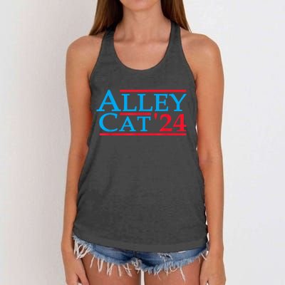 Funny Patriotic Alley Cat 2024 Election Campaign Political Gift Women's Knotted Racerback Tank