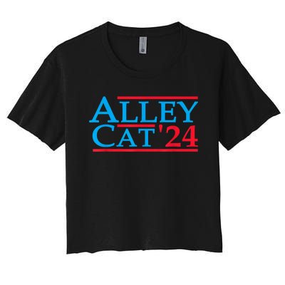 Funny Patriotic Alley Cat 2024 Election Campaign Political Gift Women's Crop Top Tee