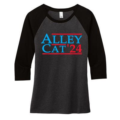 Funny Patriotic Alley Cat 2024 Election Campaign Political Gift Women's Tri-Blend 3/4-Sleeve Raglan Shirt