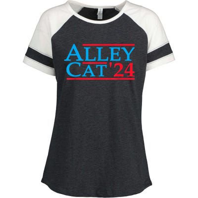 Funny Patriotic Alley Cat 2024 Election Campaign Political Gift Enza Ladies Jersey Colorblock Tee