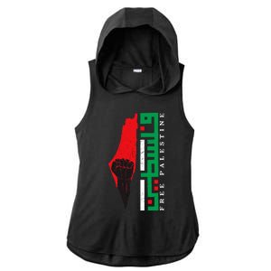 Free Palestine Arabic Support Palestine And Gaza Jerusalem Ladies PosiCharge Tri-Blend Wicking Draft Hoodie Tank