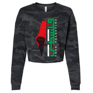 Free Palestine Arabic Support Palestine And Gaza Jerusalem Cropped Pullover Crew