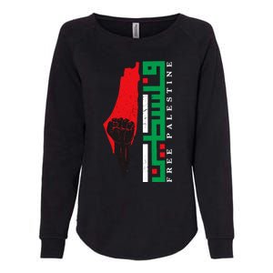 Free Palestine Arabic Support Palestine And Gaza Jerusalem Womens California Wash Sweatshirt