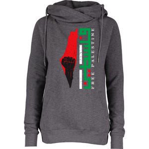 Free Palestine Arabic Support Palestine And Gaza Jerusalem Womens Funnel Neck Pullover Hood