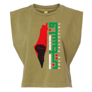 Free Palestine Arabic Support Palestine And Gaza Jerusalem Garment-Dyed Women's Muscle Tee