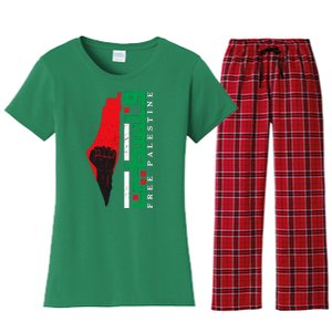 Free Palestine Arabic Support Palestine And Gaza Jerusalem Women's Flannel Pajama Set