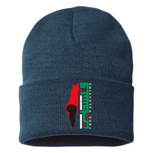 Free Palestine Arabic Support Palestine And Gaza Jerusalem Sustainable Knit Beanie