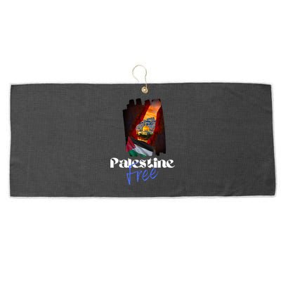 Free Palestine Arabic Support Palestine And Gaza Large Microfiber Waffle Golf Towel