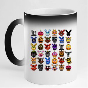 Fnaf Pixel Art Collage 11oz Black Color Changing Mug